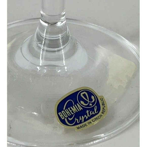 2 Elegant CRYSTAL Champagne Flute w/ 3 Gold Ring on Stem, Beautiful Boho Crystal - Picture 3 of 7